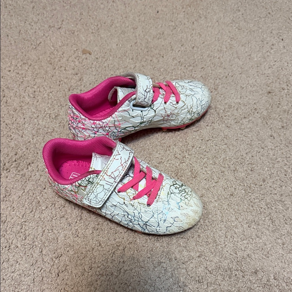 Kids Pink and White Cleats